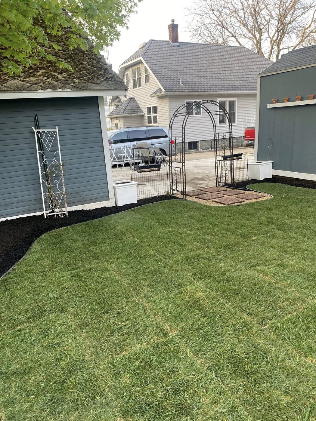 Fresh green Cortland area lawn after landscape service