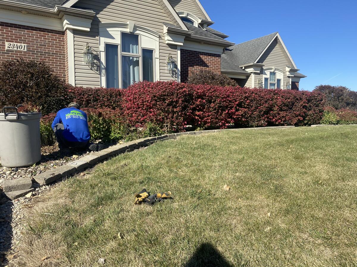 Professional landscaper working on custom garden